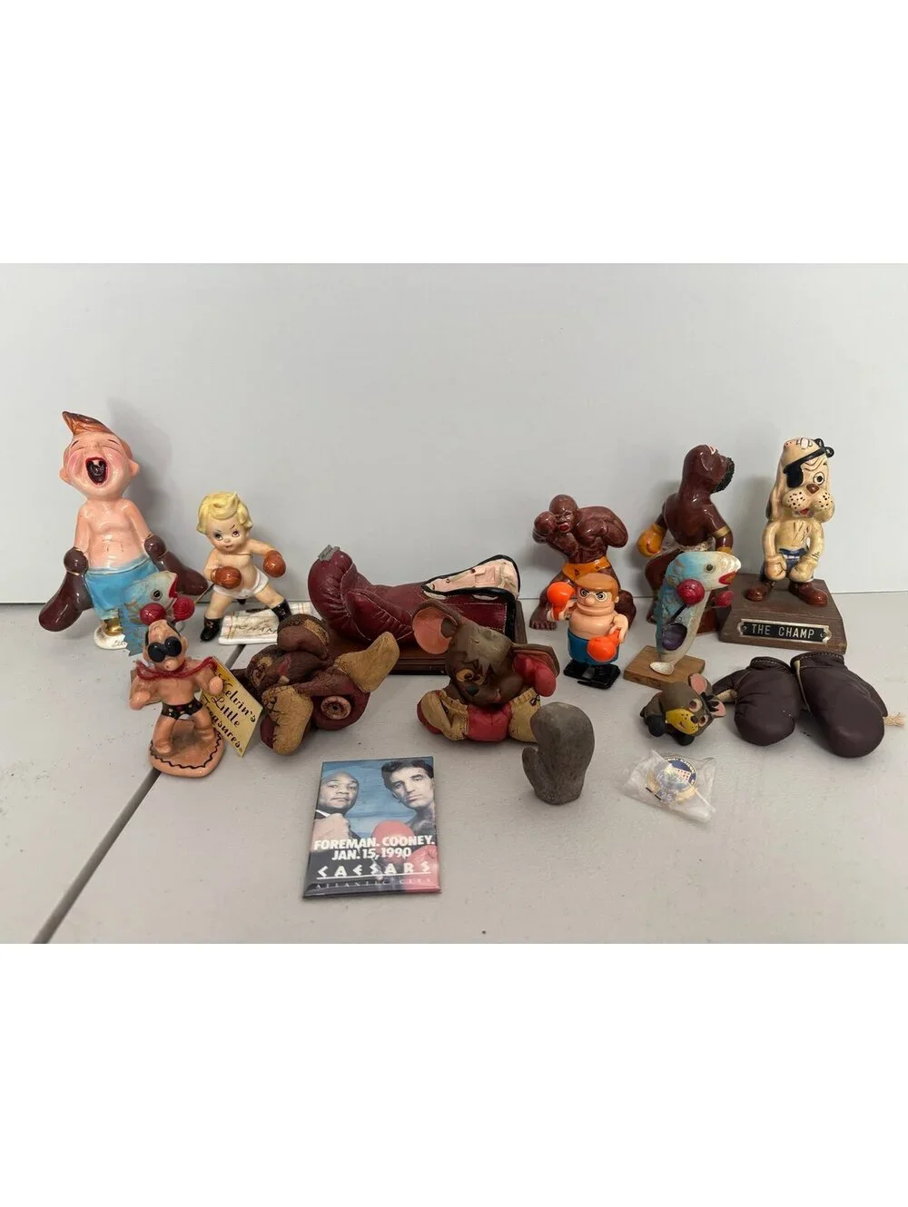 Large collection of vintage boxing figurines and memorabilia circa 1940s - 1990